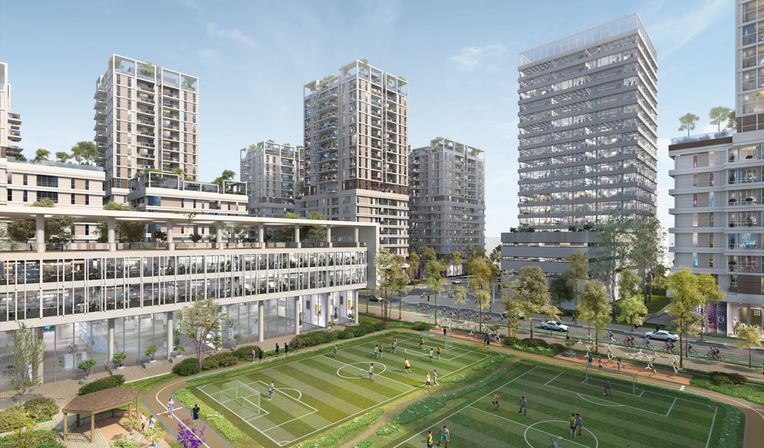 Preview of the planned mixed-use complex featuring housing, commerce, offices, and green spaces in Tel Aviv | Reality the Leading Group of Real Estate Investment Funds in Israel